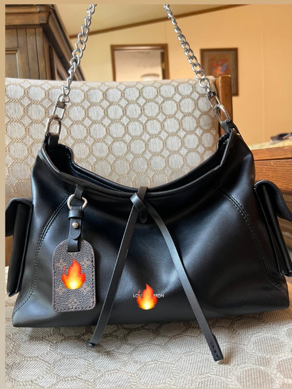 Soft Black Faux Leather Shoulder bag